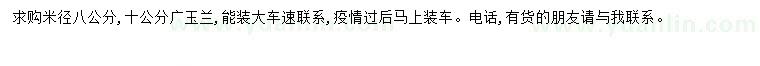 求購米徑8-10公分廣玉蘭