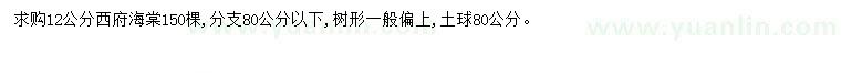 求購12公分西府海棠