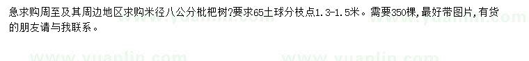 求購米徑8公分枇杷
