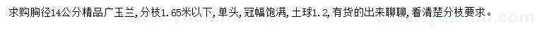 求購胸徑14公分廣玉蘭
