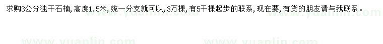 求購3公分獨干石楠