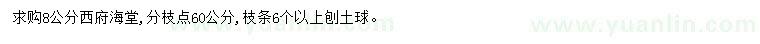 求購8公分西府海棠