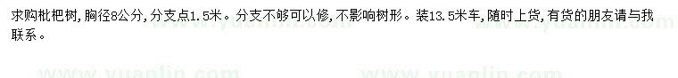 求購胸徑8公分枇杷樹