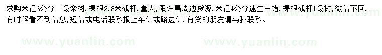 求購米徑6公分欒樹