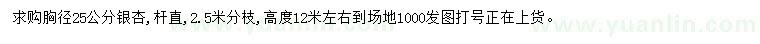 求購胸徑25公分銀杏