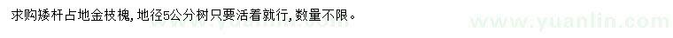 求購地徑5公分金枝槐