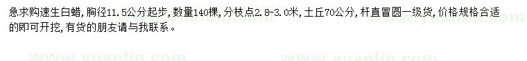 求購胸徑11.5公分以上白蠟