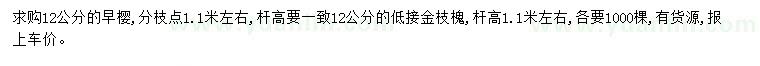 求購12公分早櫻、金枝槐