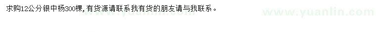 求購12公分銀中楊