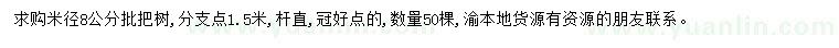 求購米徑8公分枇杷樹