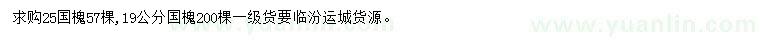 求購(gòu)19、25公分國(guó)槐