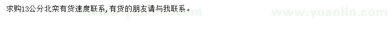 求購13公分北欒