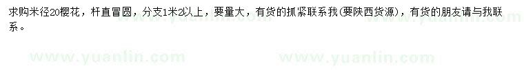 求購(gòu)米徑20公分櫻花