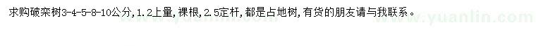 求購3-4-5-8-10公分欒樹