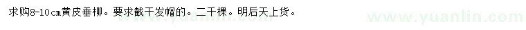 求購(gòu)8-10公分黃皮垂柳
