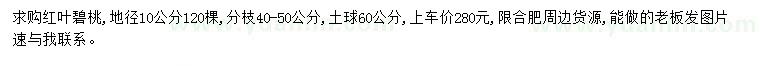 求購地徑10公分紅葉碧桃