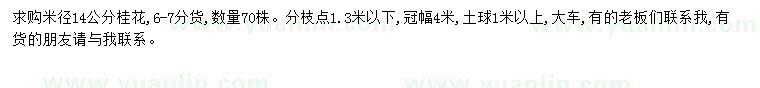 求購米徑14公分桂花
