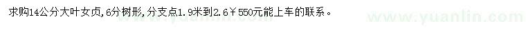 求購(gòu)14公分大葉女貞