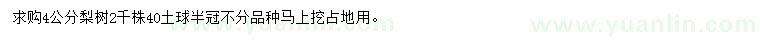 求購4公分梨樹