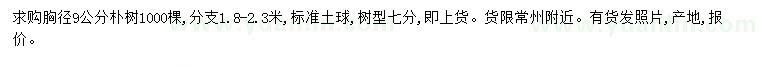 求購胸徑9公分樸樹