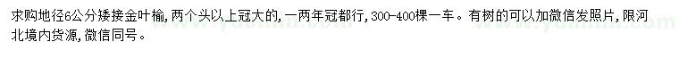 求購地徑6公分金葉榆