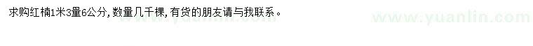 求購1米3量6公分紅楠