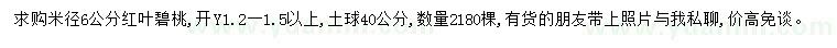 求購米徑6公分紅葉碧桃