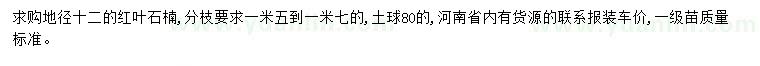 求購地徑12公分紅葉石楠