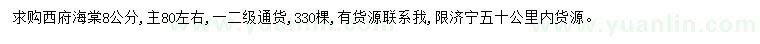 求購8公分西府海棠