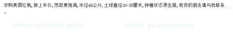 求購米徑4-5公分美國紅楓