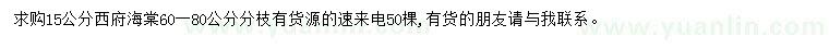 求購(gòu)15公分西府海棠