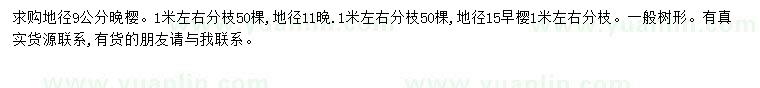 求購地徑9公分晚櫻