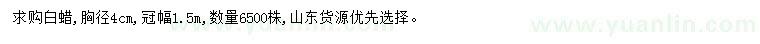 求購胸徑4公分白蠟