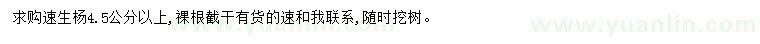 求購4.5公分以上速生楊