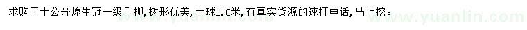 求購(gòu)30公分垂柳