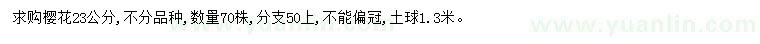 求購23公分櫻花