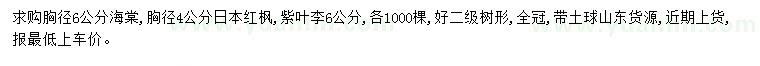 求購海棠、日本紅楓、紫葉李