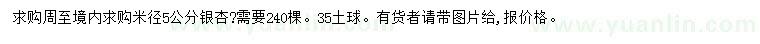 求購米徑5公分銀杏