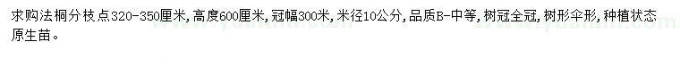 求購米徑10公分法桐