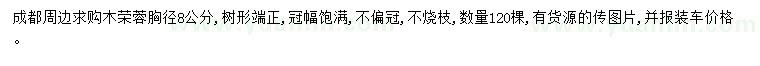 求購胸徑8公分木榮蓉