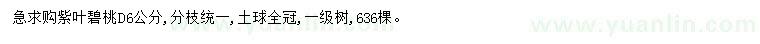 求購地徑6公分紫葉碧桃