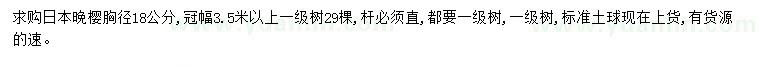 求購(gòu)胸徑18公分日本晚櫻