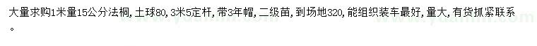求購1米量15公分法桐