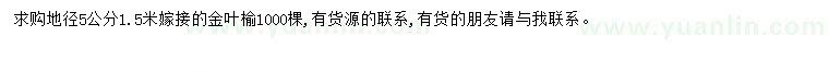 求購徑5公分榆地