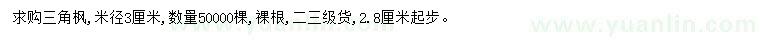 求購米徑3公分三角楓