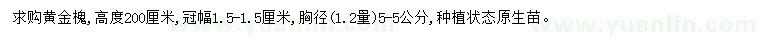 求購胸徑5公分黃金槐