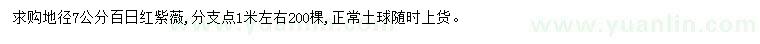求購地徑7公分百日紅紫薇