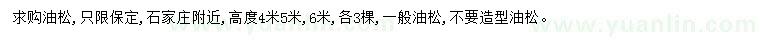 求購高4、5、6米油松
