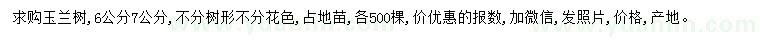 求購6、7公分玉蘭