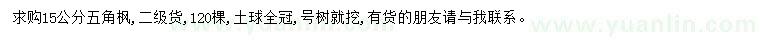 求購15公分五角楓